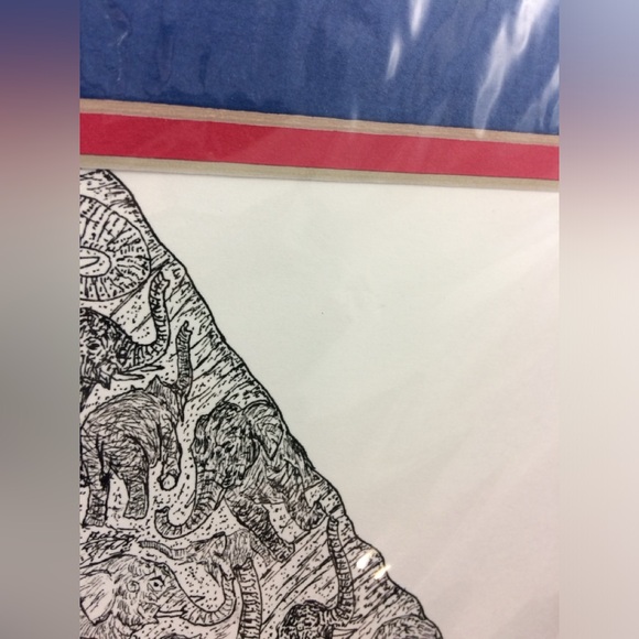 Hidden Image Ink Drawing ELEPHANTASY Signed by Artist Chaz Letzkus Elephants - Picture 6 of 6
